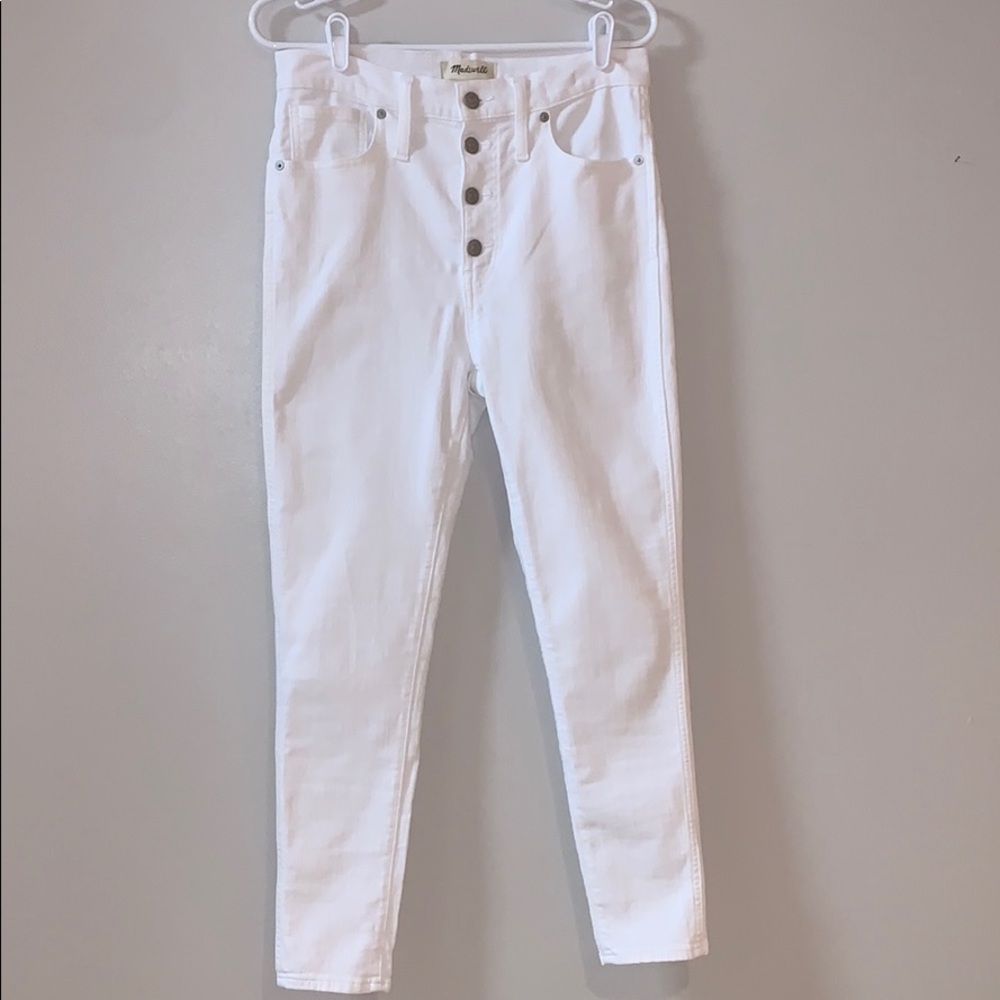 High rise skinny white jeans